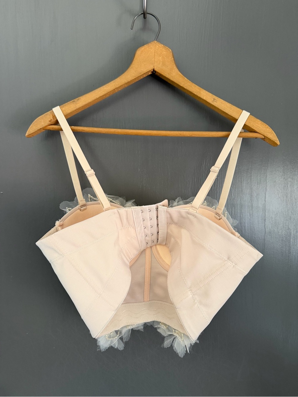 Delicate Blush Floral Appliqué Bustier Top - Picture 3 of 12